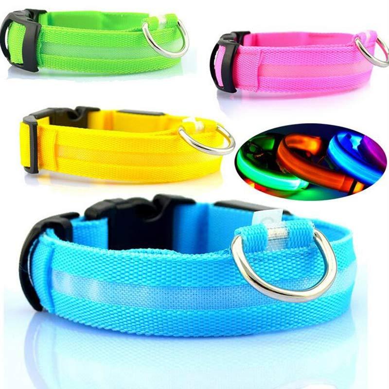 Collar ultra luminoso de nylon para perros y gatos (Pilas o Recargable)