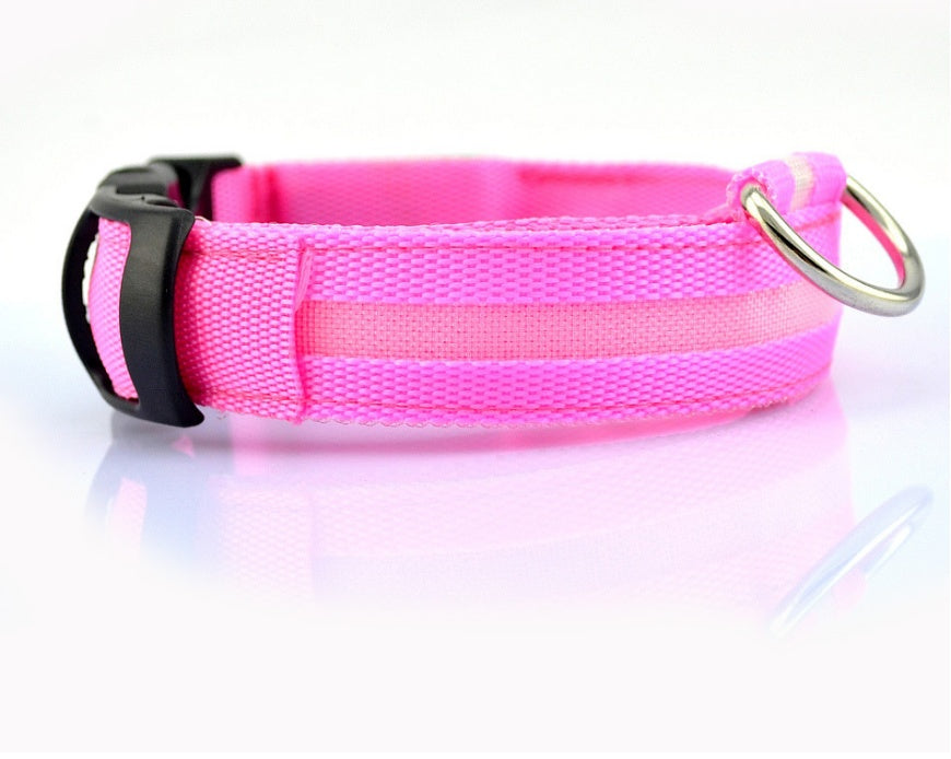 Collar ultra luminoso de nylon para perros y gatos (Pilas o Recargable)